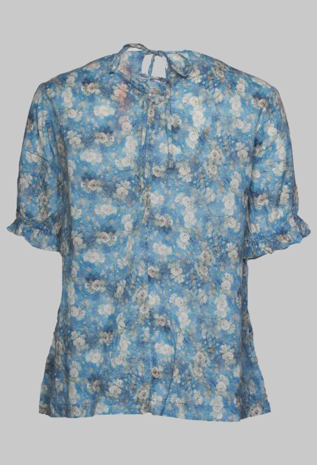 Shirts & Blouses^Ewa I Walla Short Sleeve Top With Ruffle Front In Blue Flower