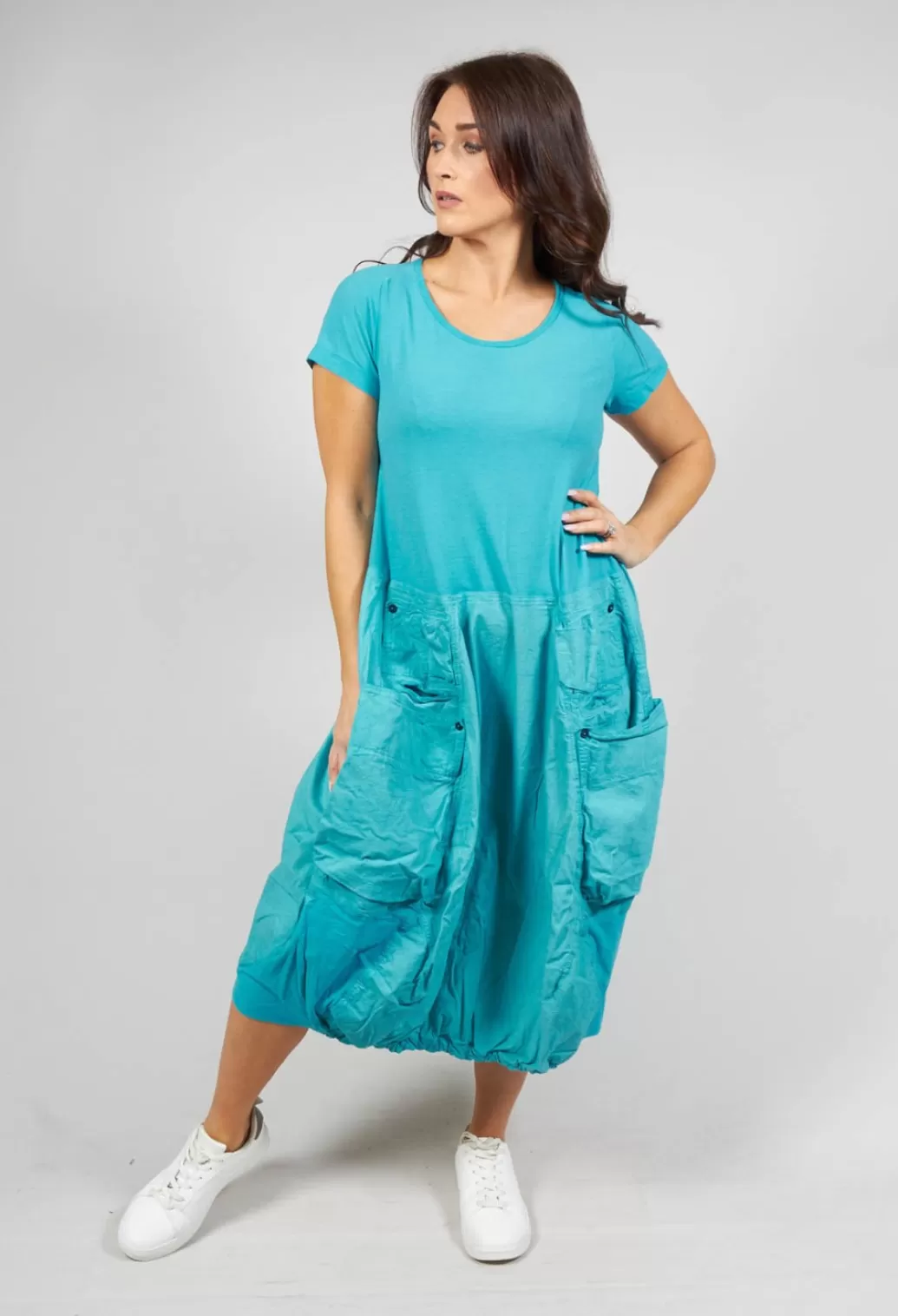 Dresses^Rundholz Dip Short Sleeved Dress With Featured Pockets In Aqua