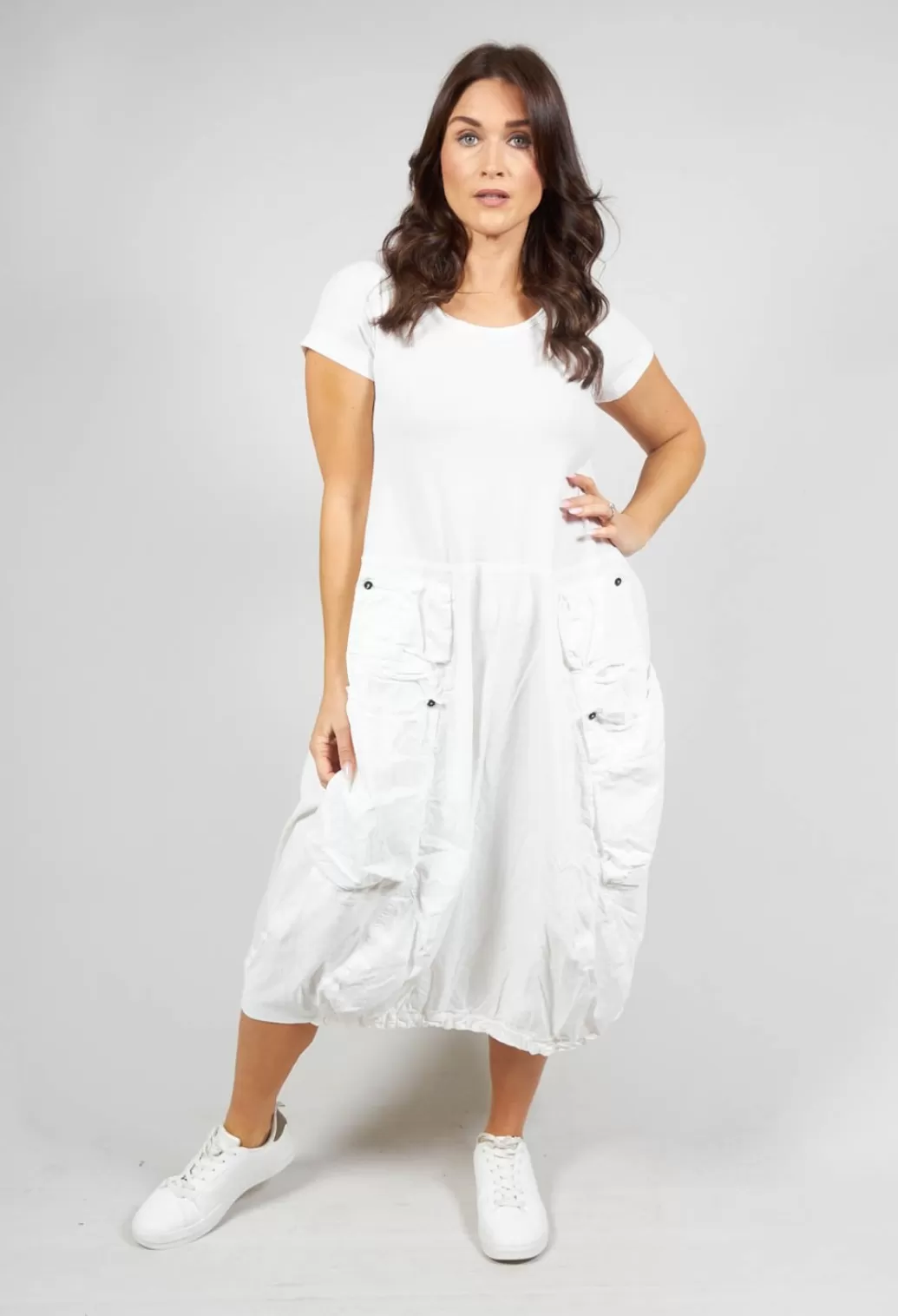 Dresses^Rundholz Dip Short Sleeved Dress With Featured Pockets In Star White
