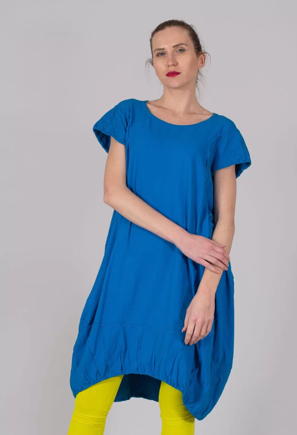 Dresses^Rundholz Dip Short Sleeved Jersey Dress With Gathered Hem In Blue