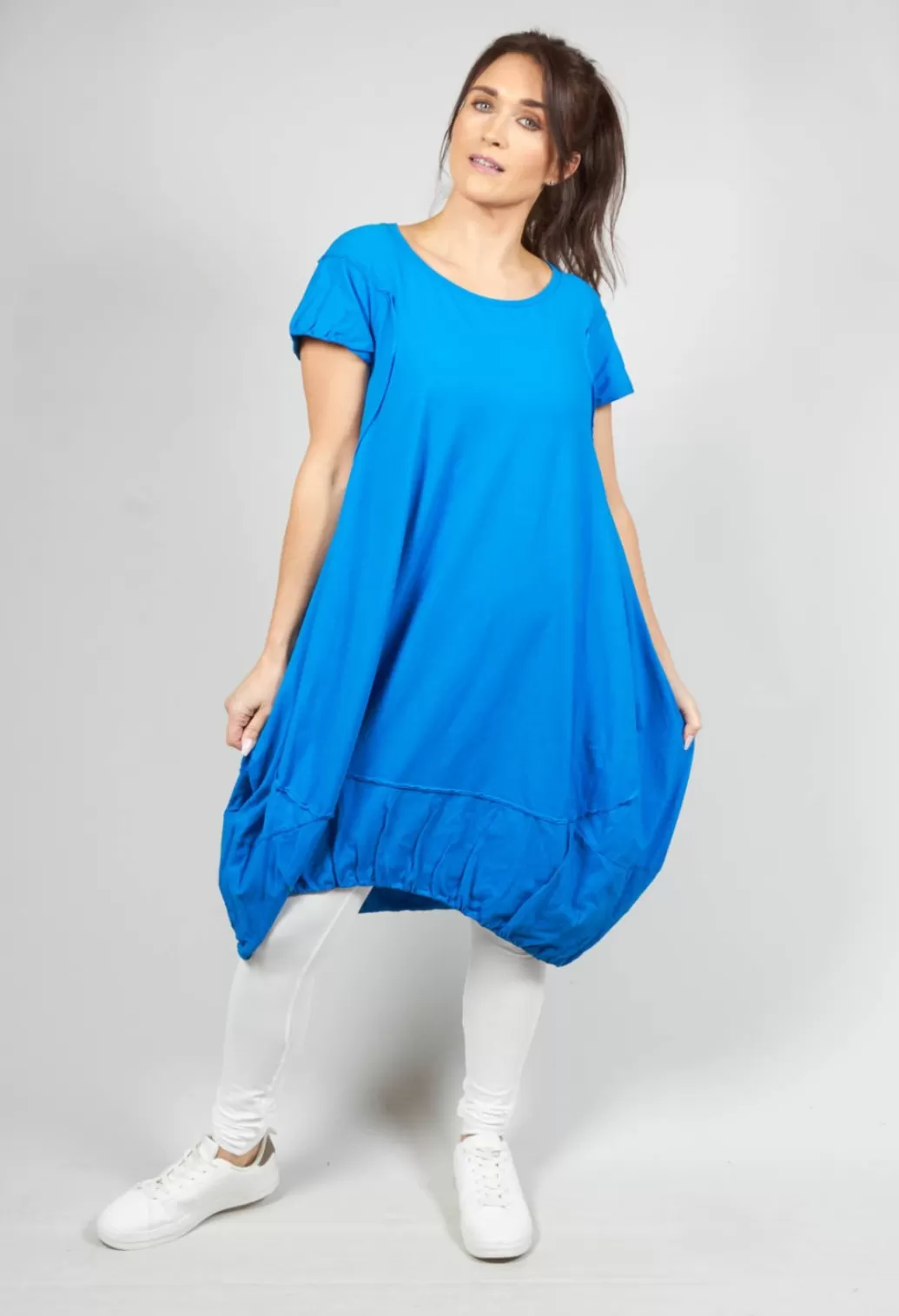 Dresses^Rundholz Dip Short Sleeved Jersey Dress With Gathered Hem In Blue