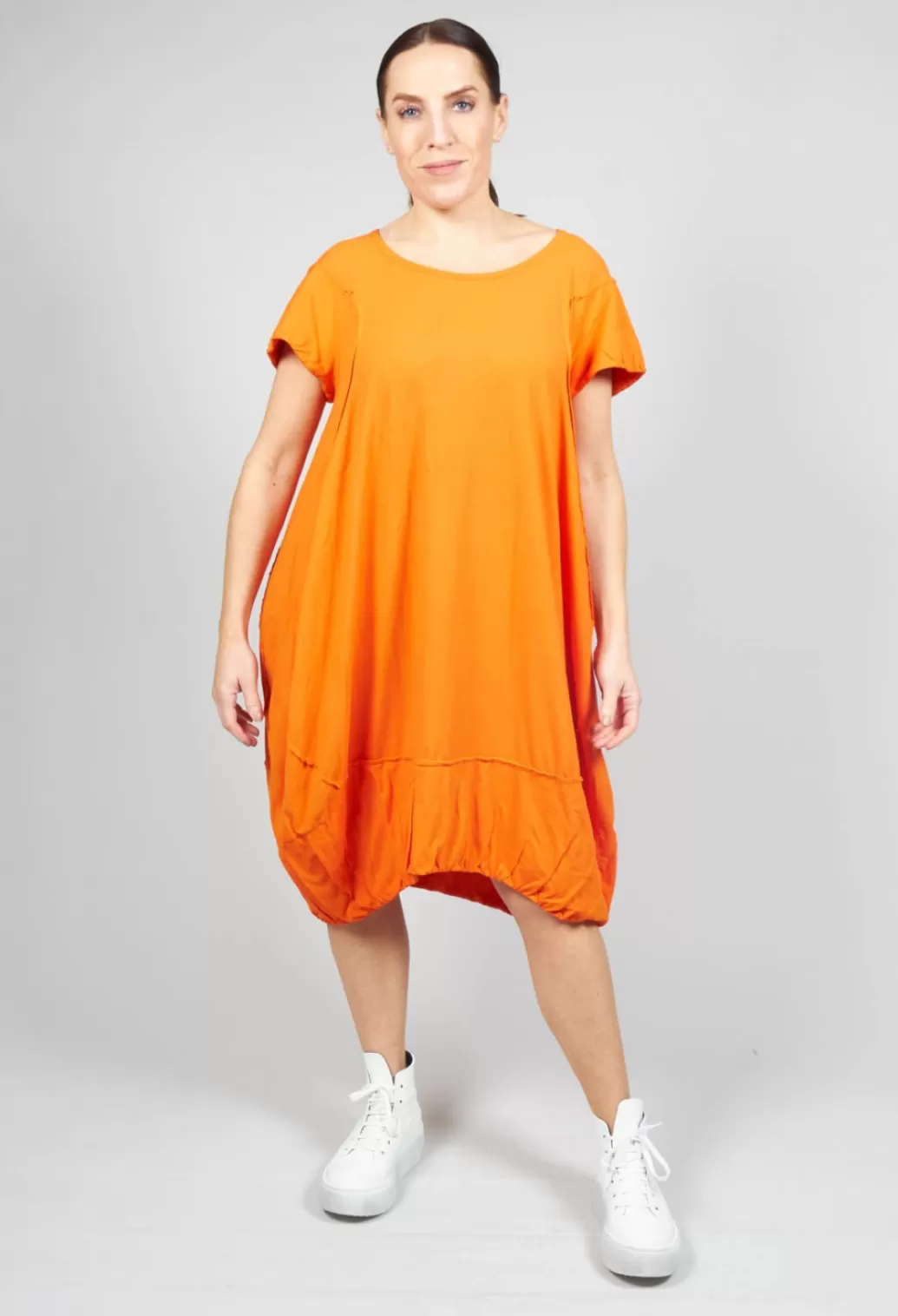 Dresses^Rundholz Dip Short Sleeved Jersey Dress With Gathered Hem In Orange