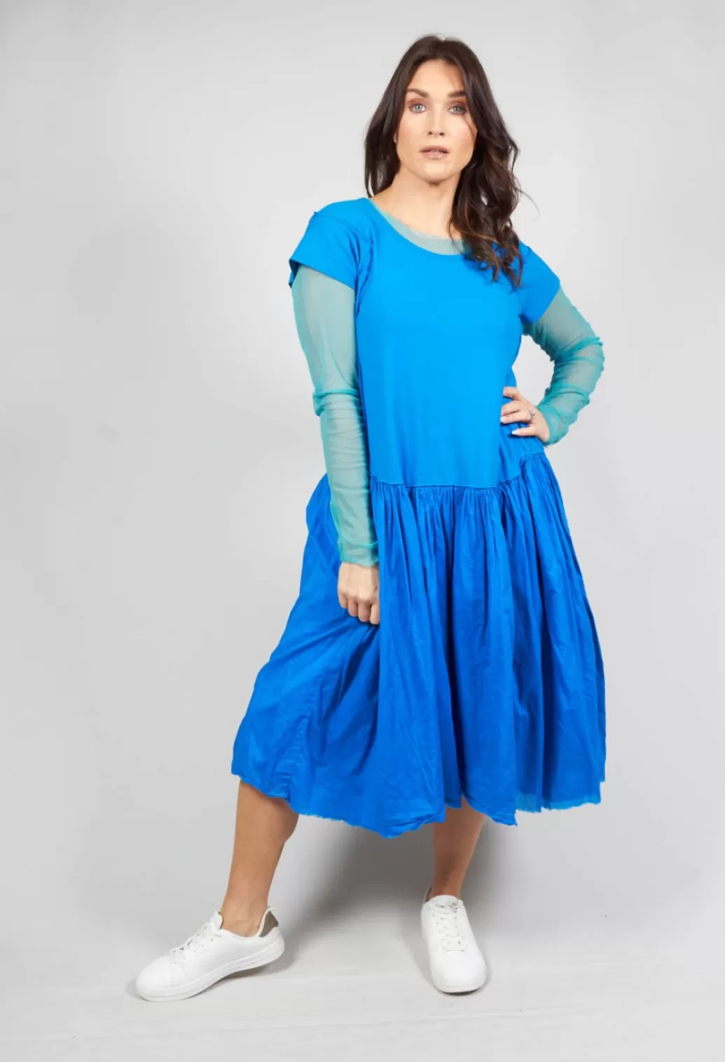 Dresses^Rundholz Dip Short Sleeved Jersey Dress With Gathered Waist In Blue