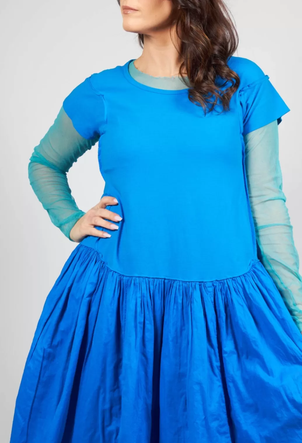 Dresses^Rundholz Dip Short Sleeved Jersey Dress With Gathered Waist In Blue