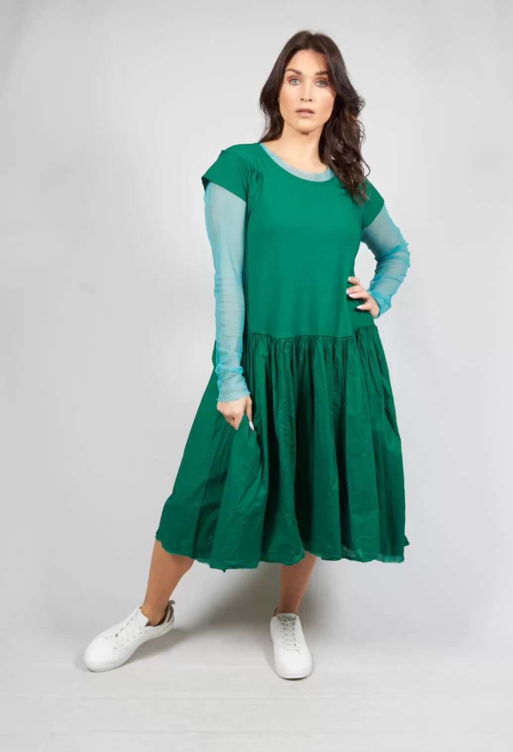 Dresses^Rundholz Dip Short Sleeved Jersey Dress With Gathered Waist In Green