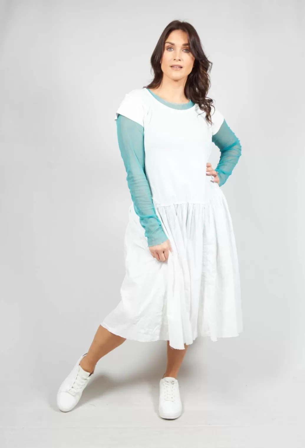 Dresses^Rundholz Dip Short Sleeved Jersey Dress With Gathered Waist In Star White