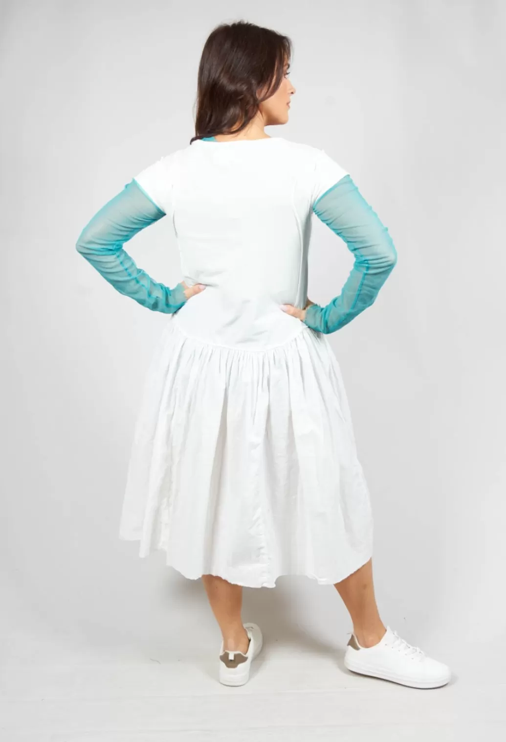 Dresses^Rundholz Dip Short Sleeved Jersey Dress With Gathered Waist In Star White