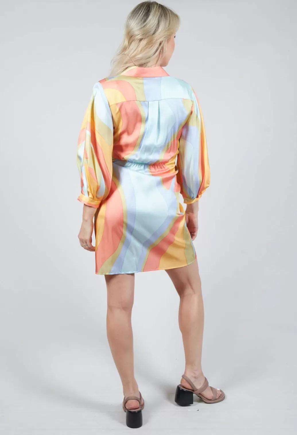 Dresses^Beatrice B Short Wrap Over Silk Dress In Shades Print