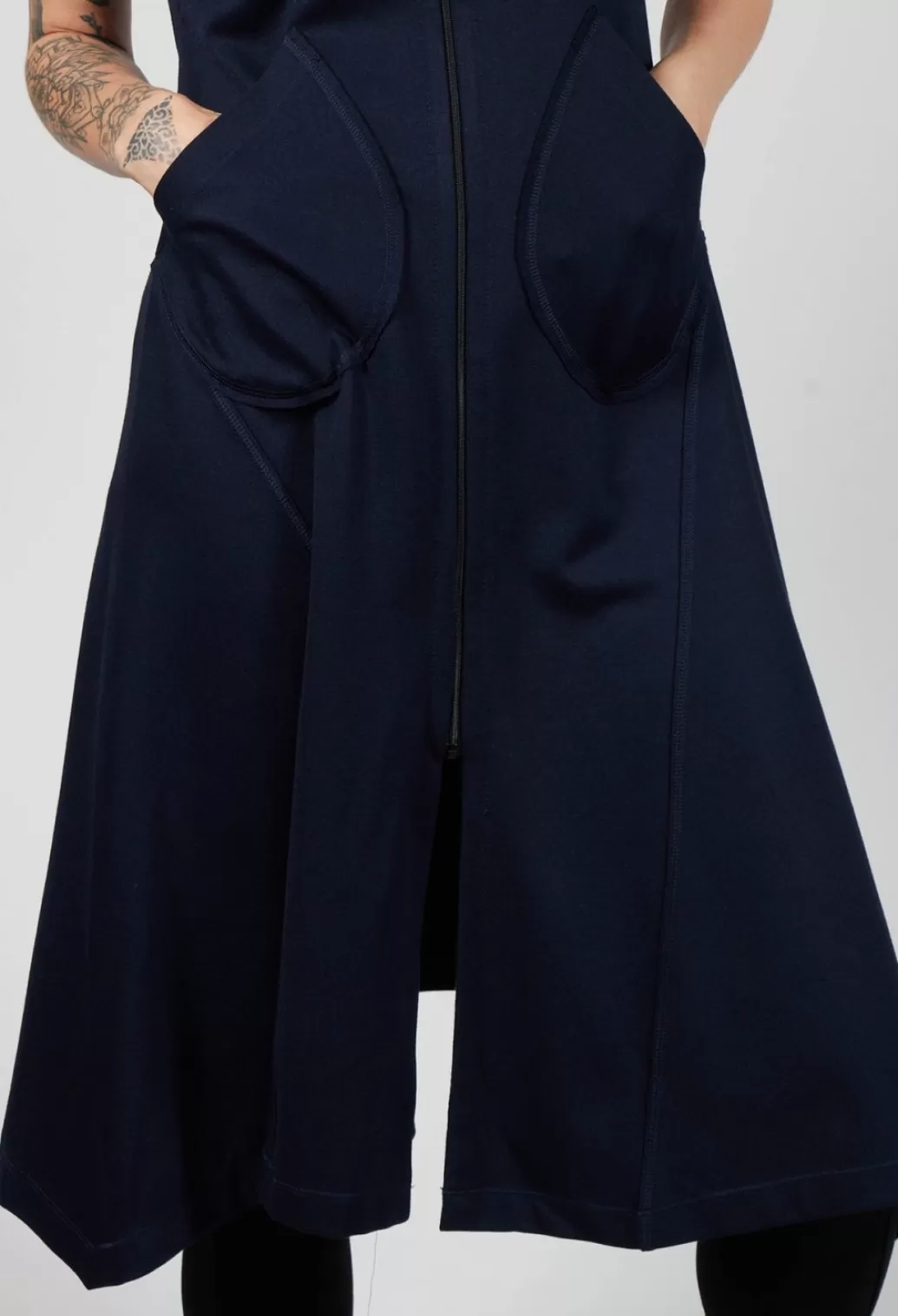 Dresses^Xenia Design Sleeveless A Line Dress With Front Zip In Dark Blue