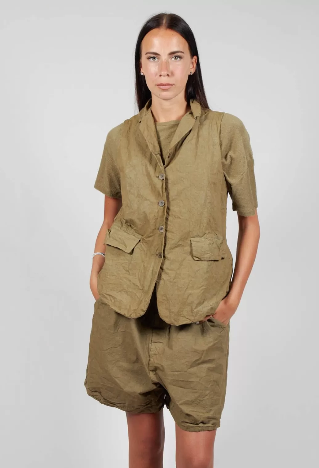 Jackets^Album Di Famiglia Sleeveless Blazer Cc In Khaki