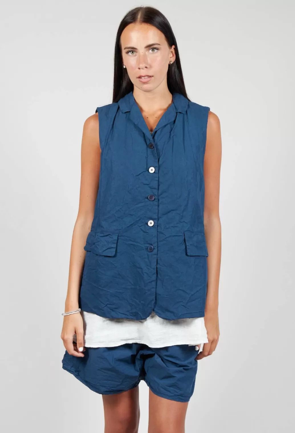 Jackets^Album Di Famiglia Sleeveless Blazer Cc In Navy