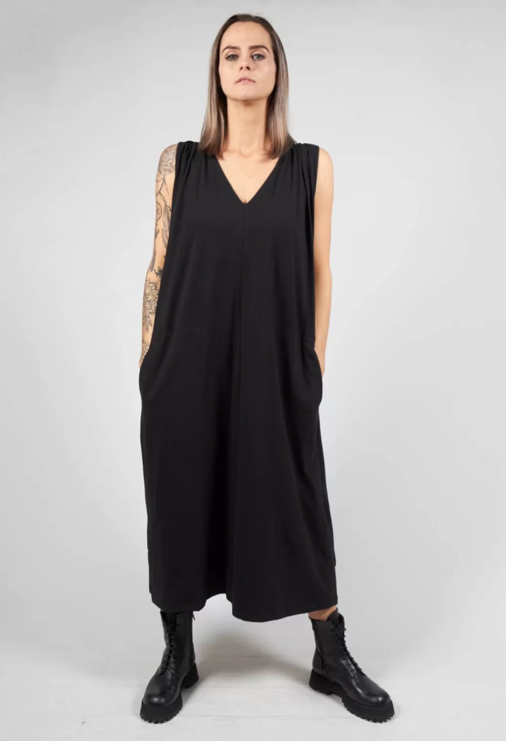 Dresses^Nostra Santissima Sleeveless Dress With Back Pannel Overlay In Black