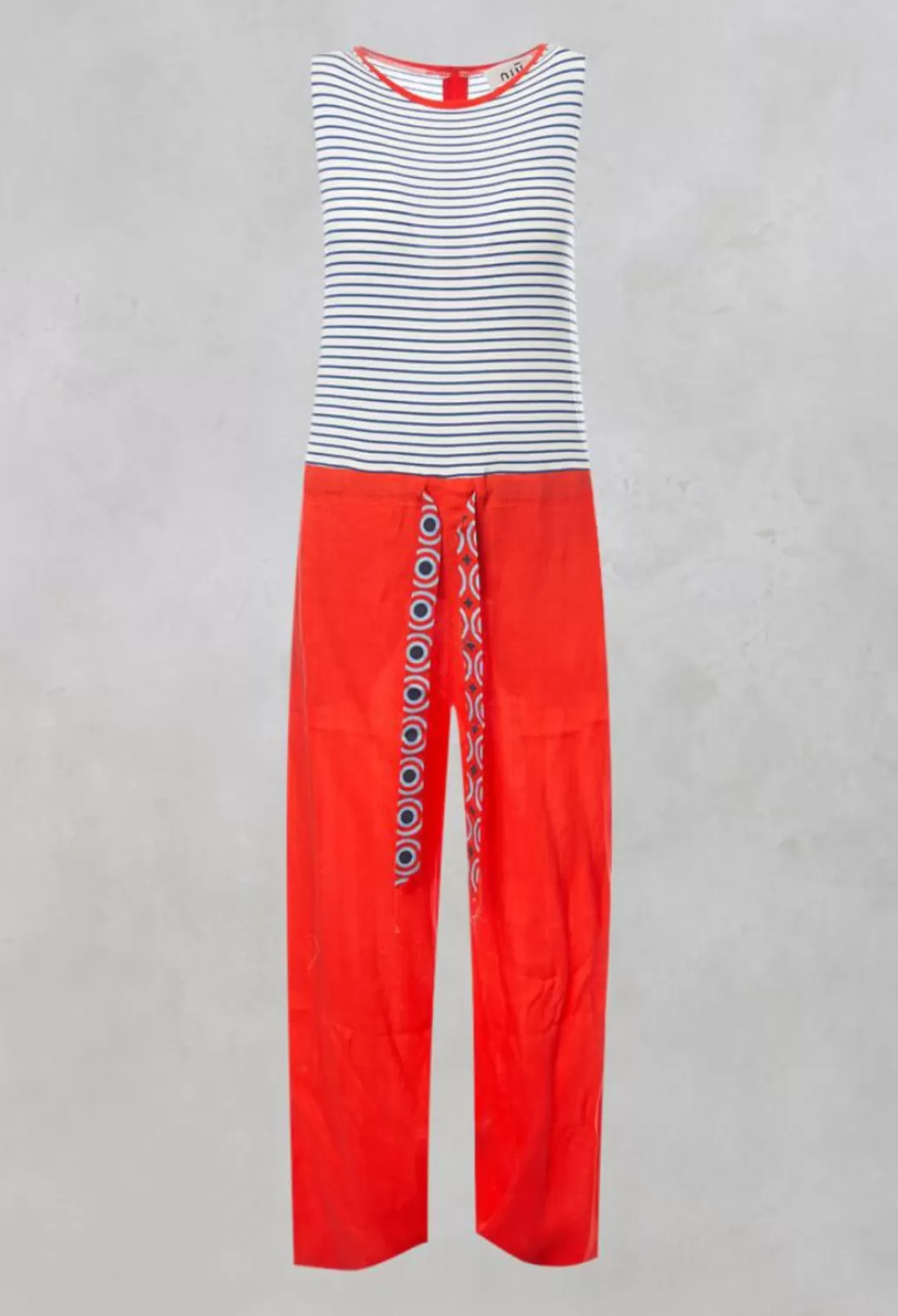 Jumpsuits^Niù Sleeveless Printed Jumpsuit With Tie Waist In Bluette