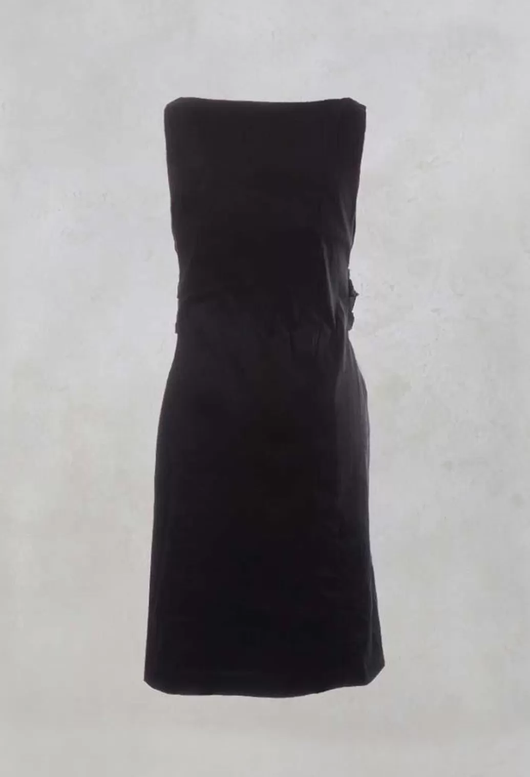 Dresses^Malloni Sleeveless Ruched Dress With Tie Belt In Efesto Nero