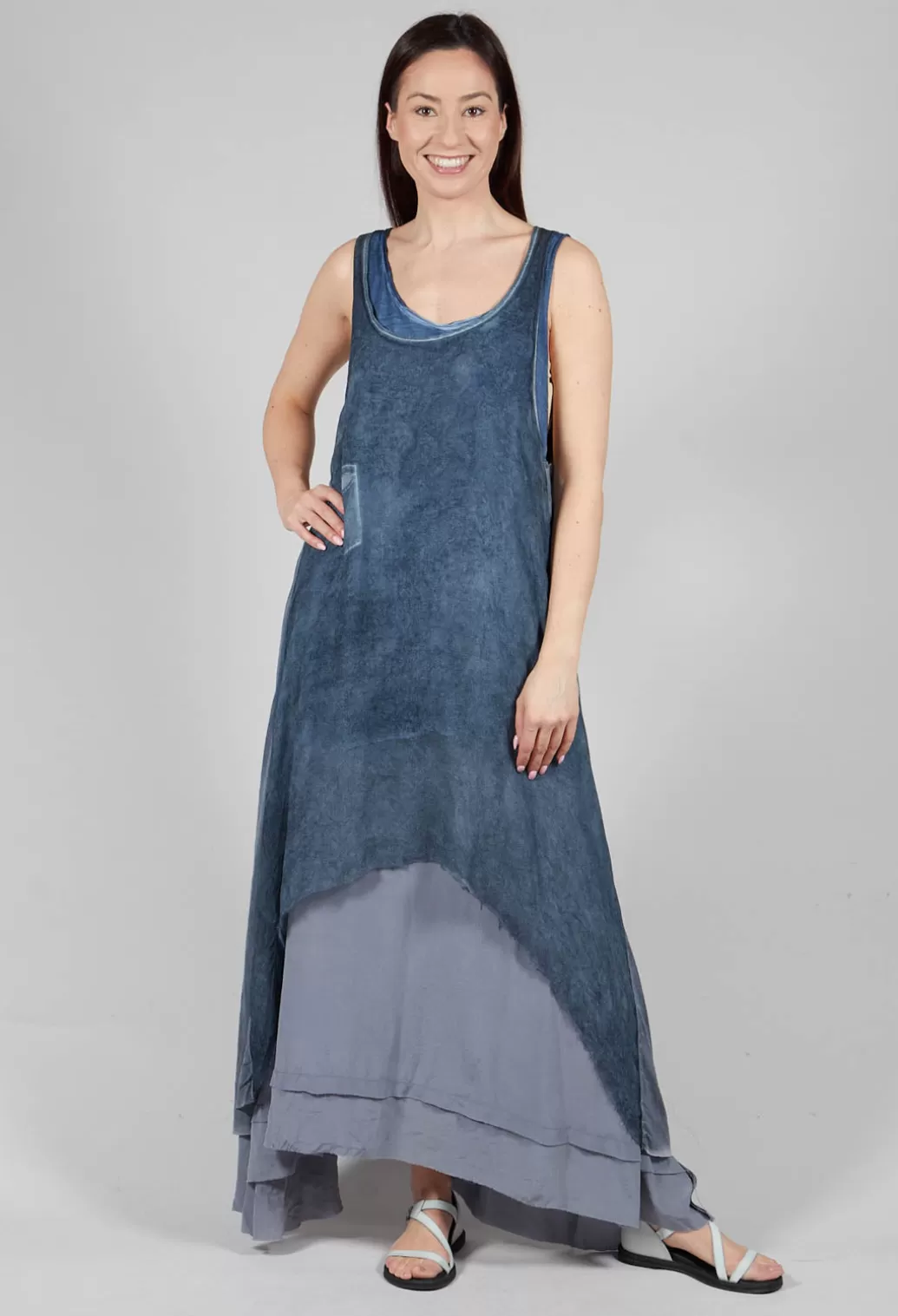 Dresses^Umit Unal Sleeveless Sheer Dress With Drop Hem In Indigo