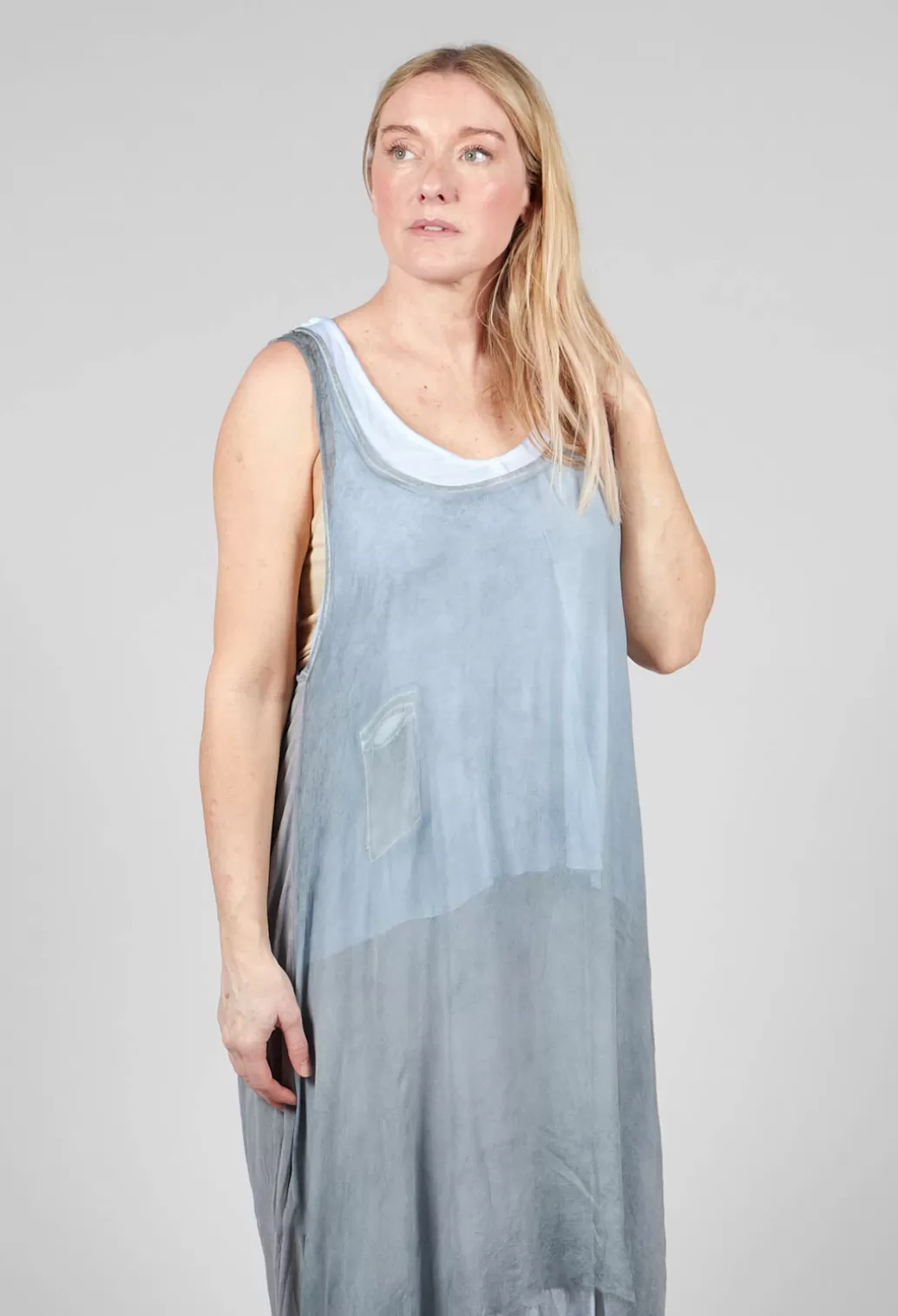 Dresses^Umit Unal Sleeveless Sheer Dress With Drop Hem In Light Grey