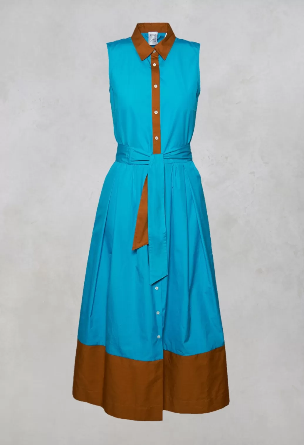 Dresses^Sara Roka Sleeveless Shirt Dress In Blue/Brown