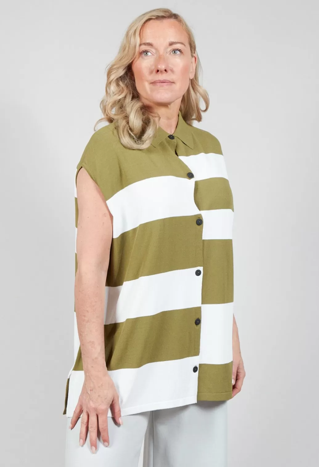 Shirts & Blouses^Sarah Pacini Sleeveless Stripe Polo Top In Green