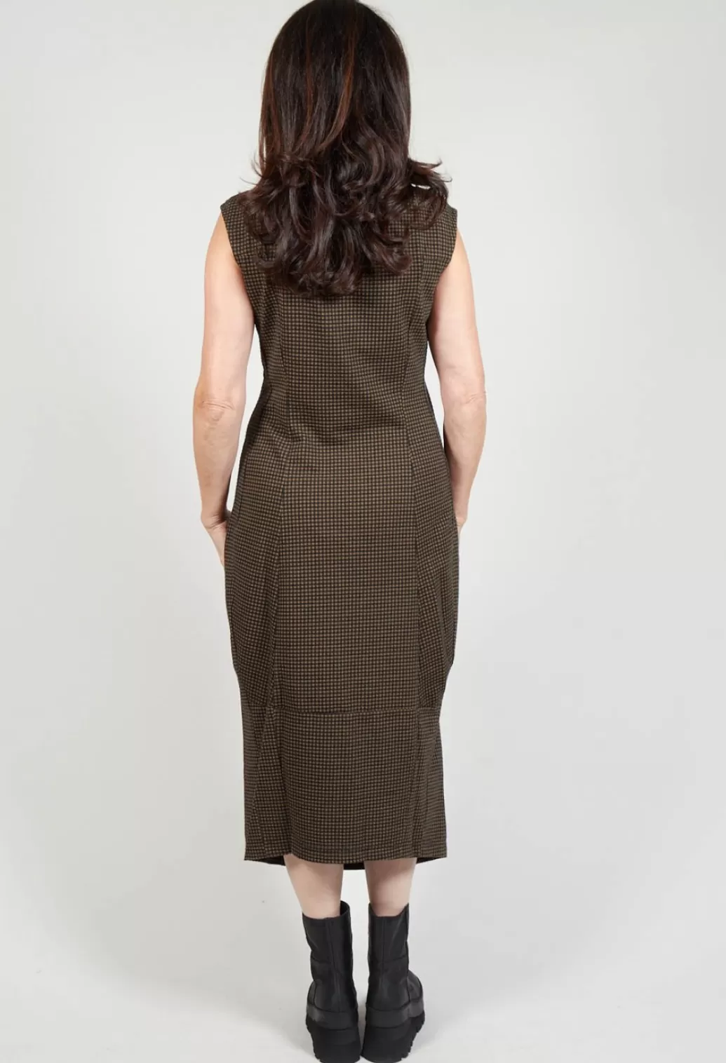 Dresses^Rundholz Black Label Sleeveless Tulip Hem Dress In Bronze Check