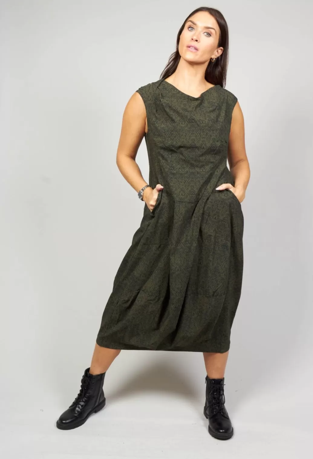 Dresses^Rundholz Black Label Slim Fit Dress With Tulip Hem In Teal Faux