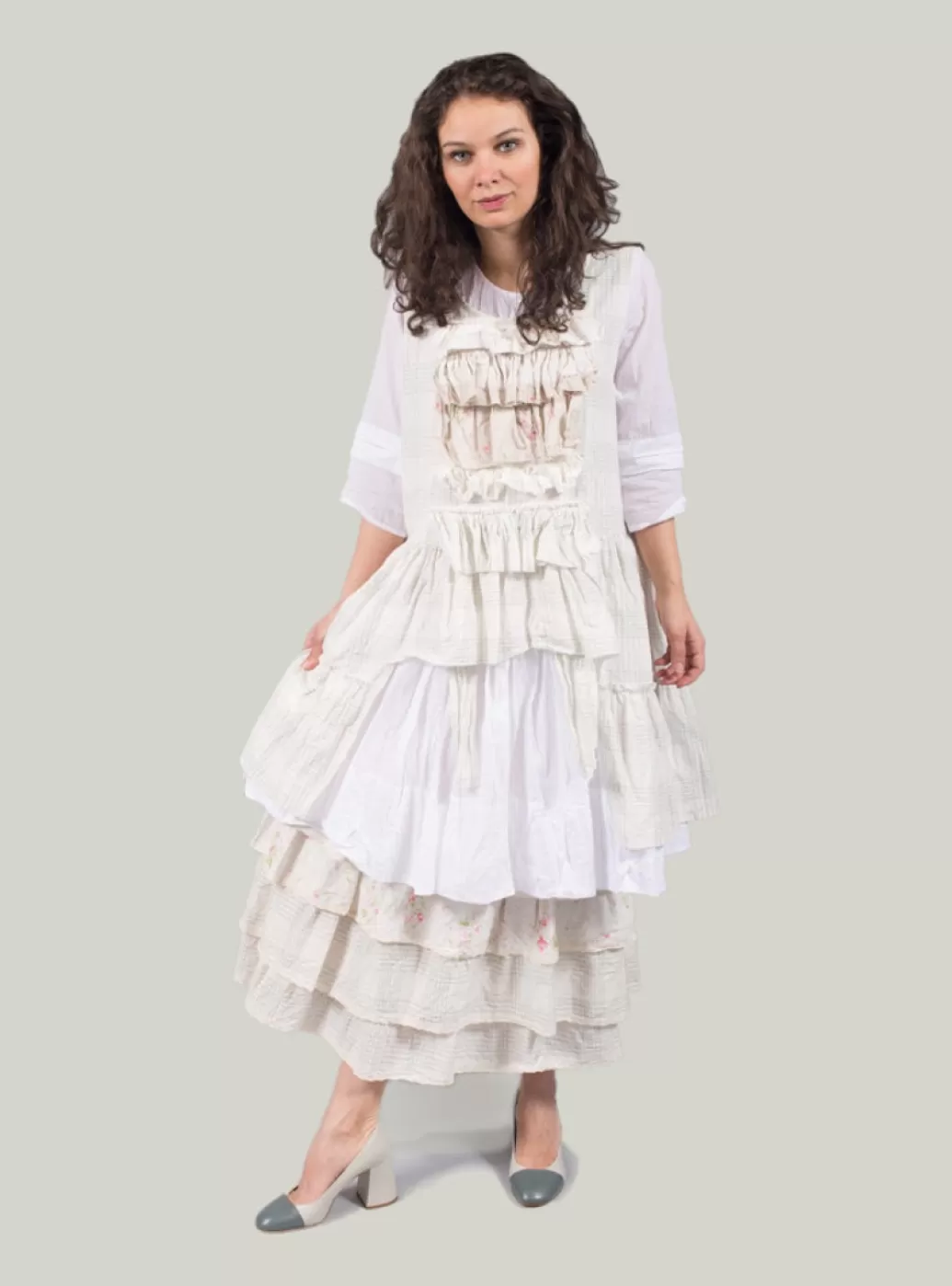 Dresses^Ewa I Walla Smock Dress With Button Front In White Voile