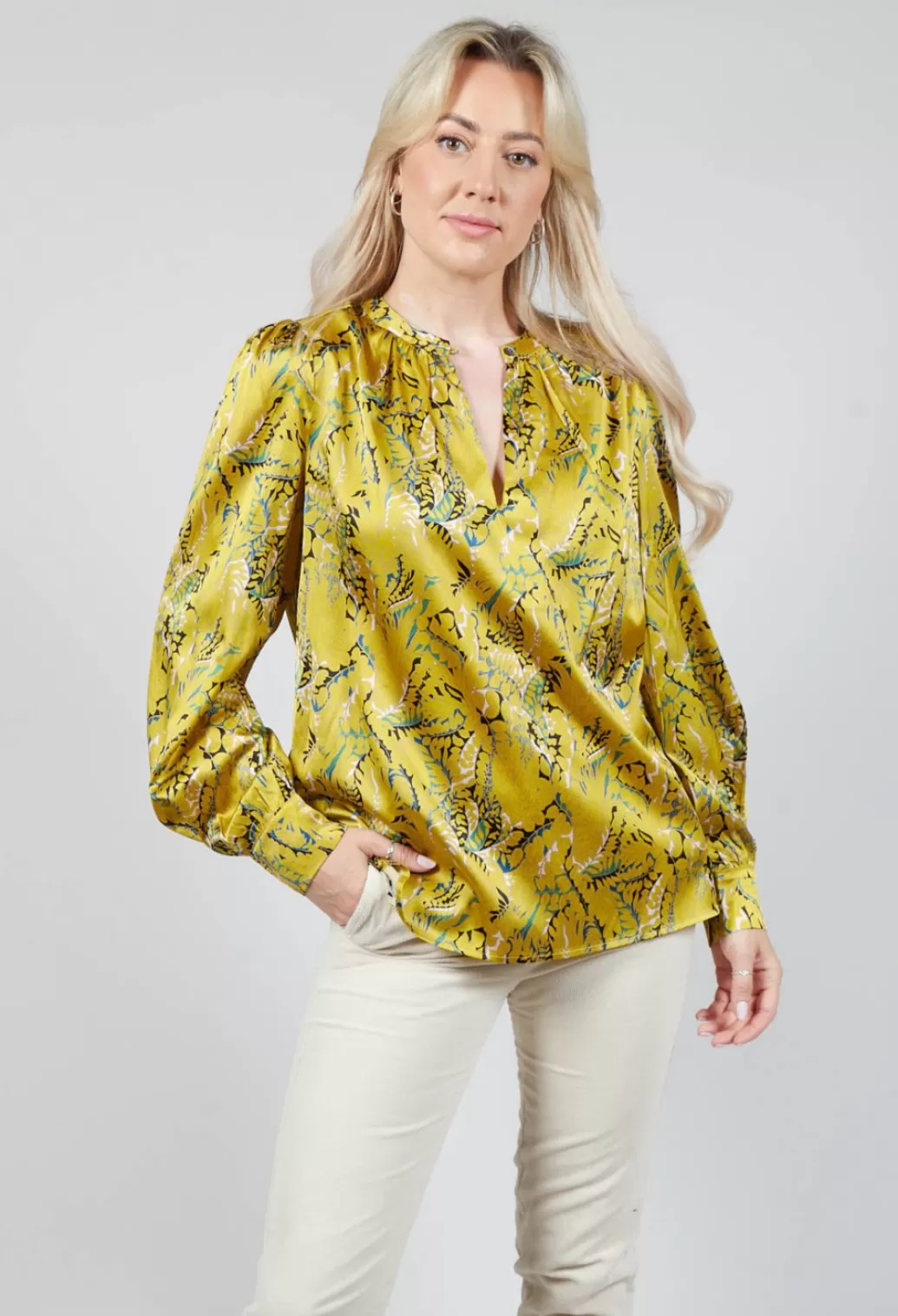 Shirts & Blouses^Dea Kudibal Stacy Blouse With Volume Sleeves In Anthurium Canary