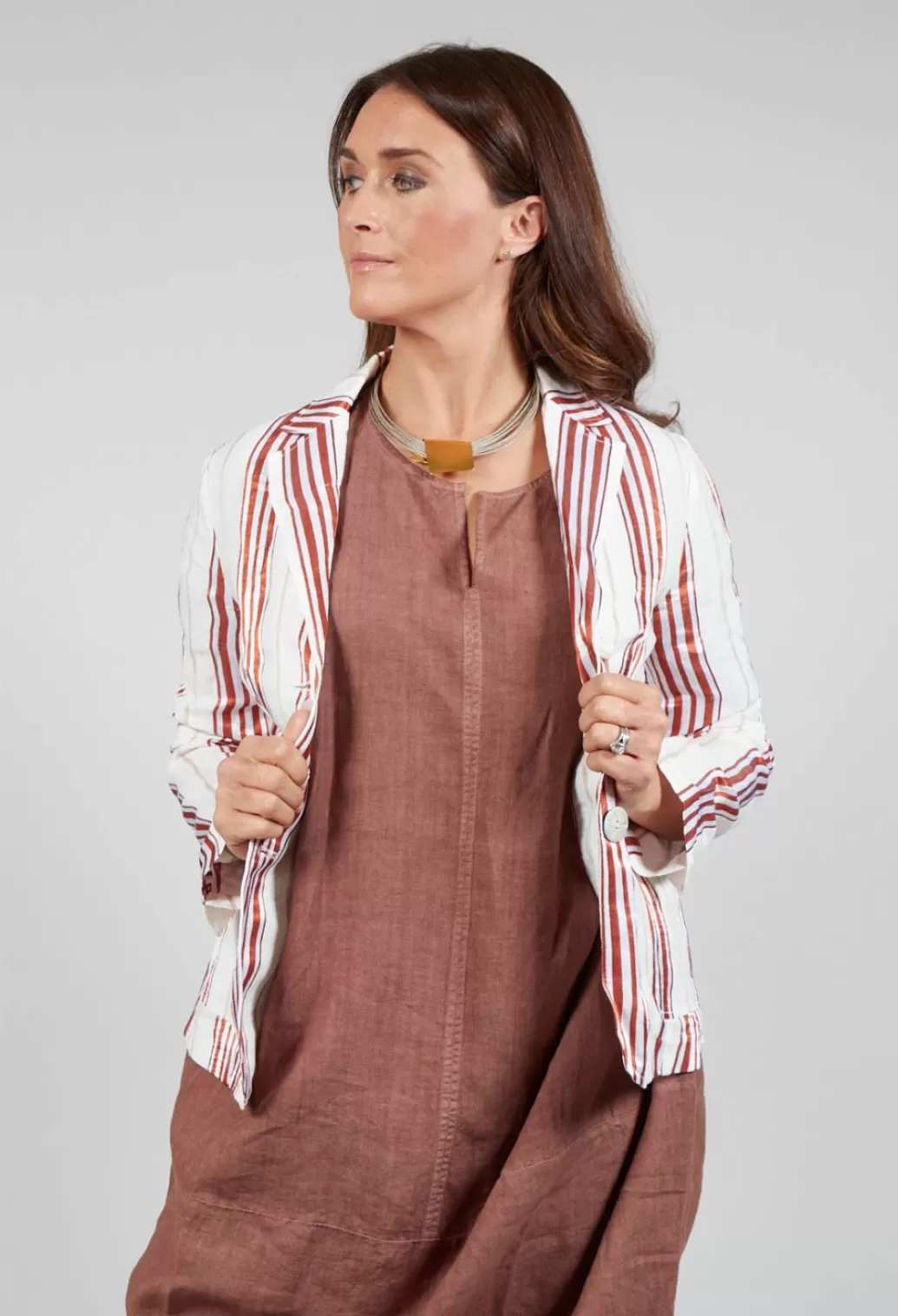 Jackets^Maliparmi Streaked Summer Jacket In Naturale / Brick