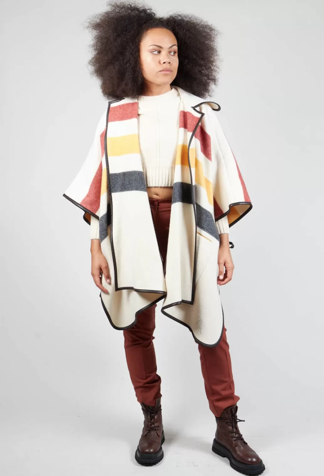 Jackets^Beatrice B Stripe Patterned Cape