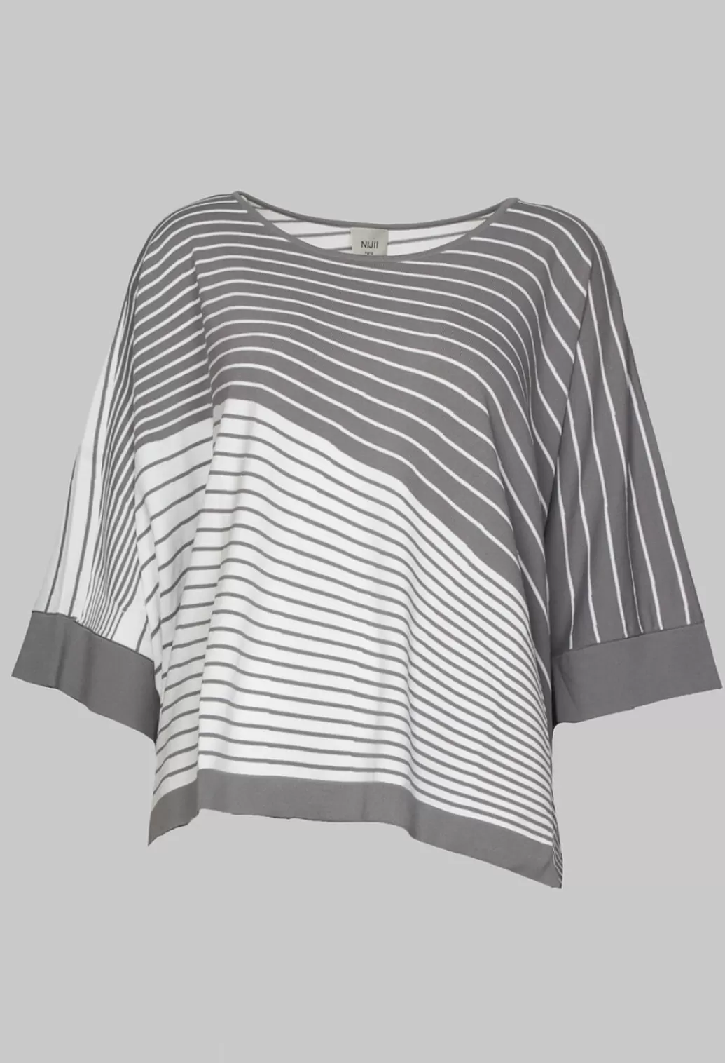 Jumpers^Nijii Striped Batwing Jumper In Grey And White