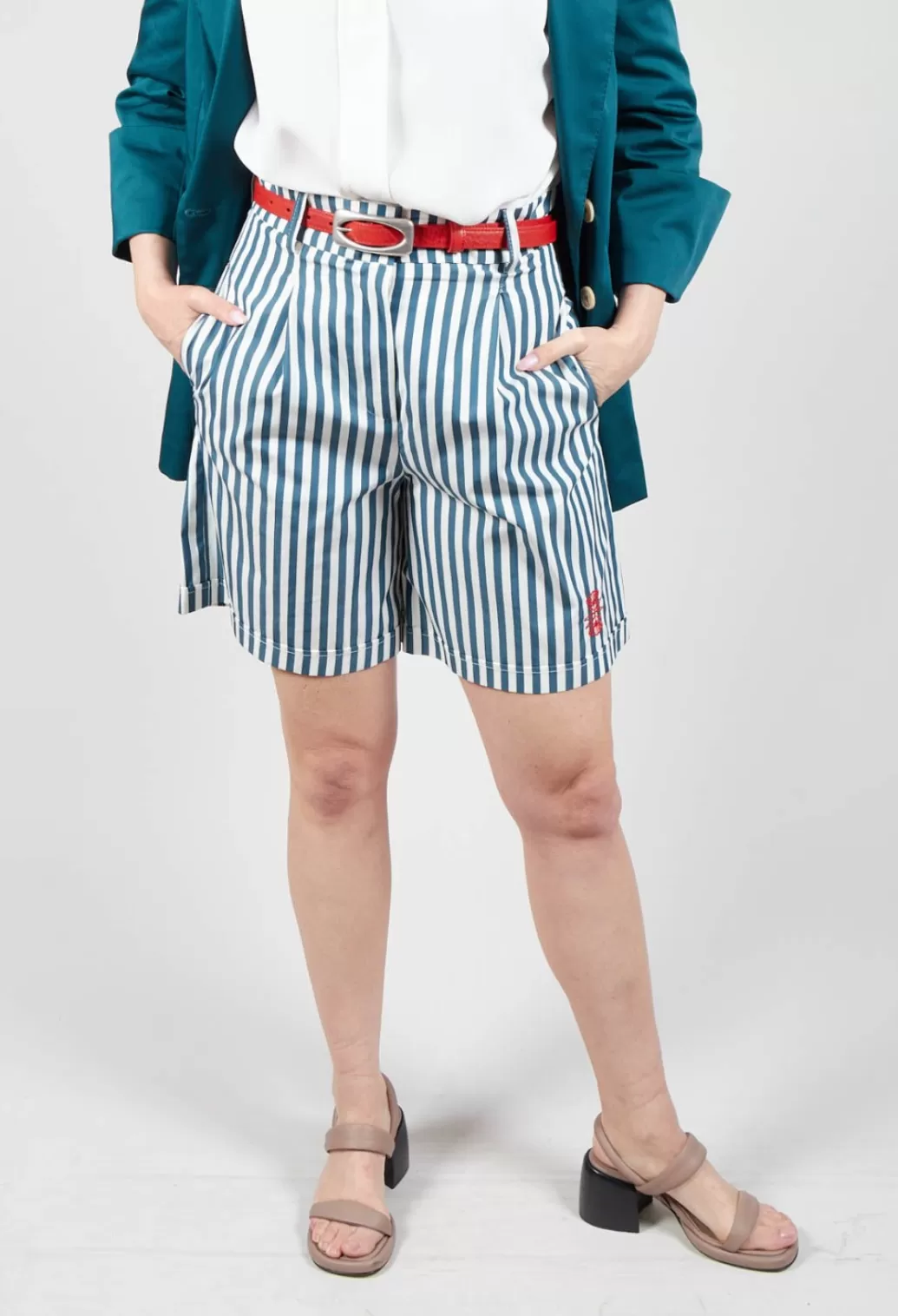 Shorts^Beatrice B Striped Bermuda Shorts In Poseidon Green