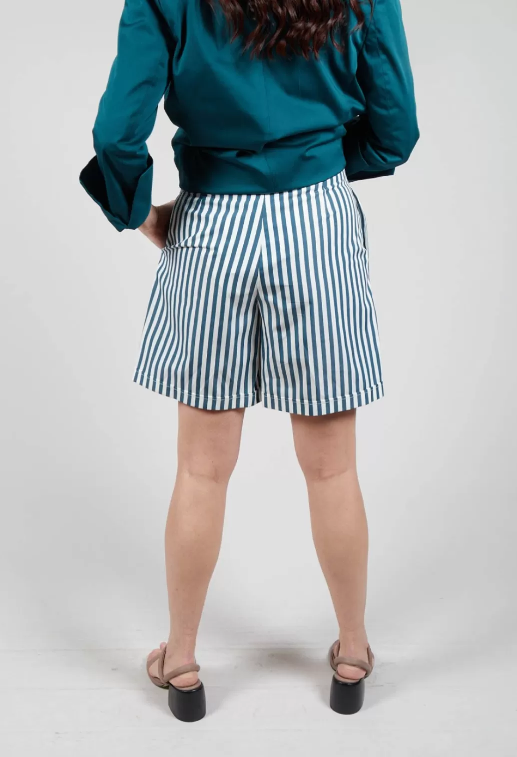 Shorts^Beatrice B Striped Bermuda Shorts In Poseidon Green