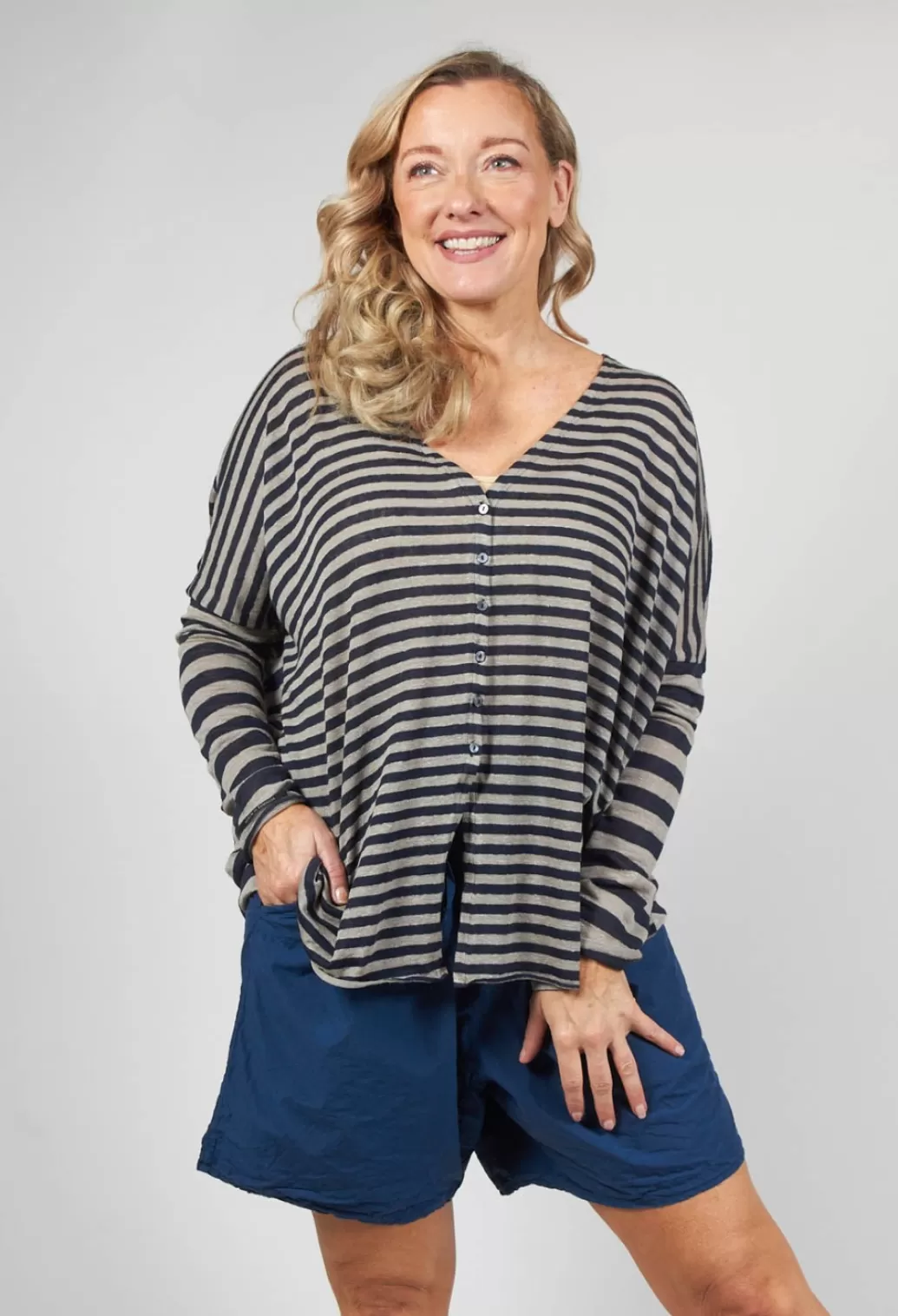 Cardigans^Album Di Famiglia Striped Cardigan In Navy