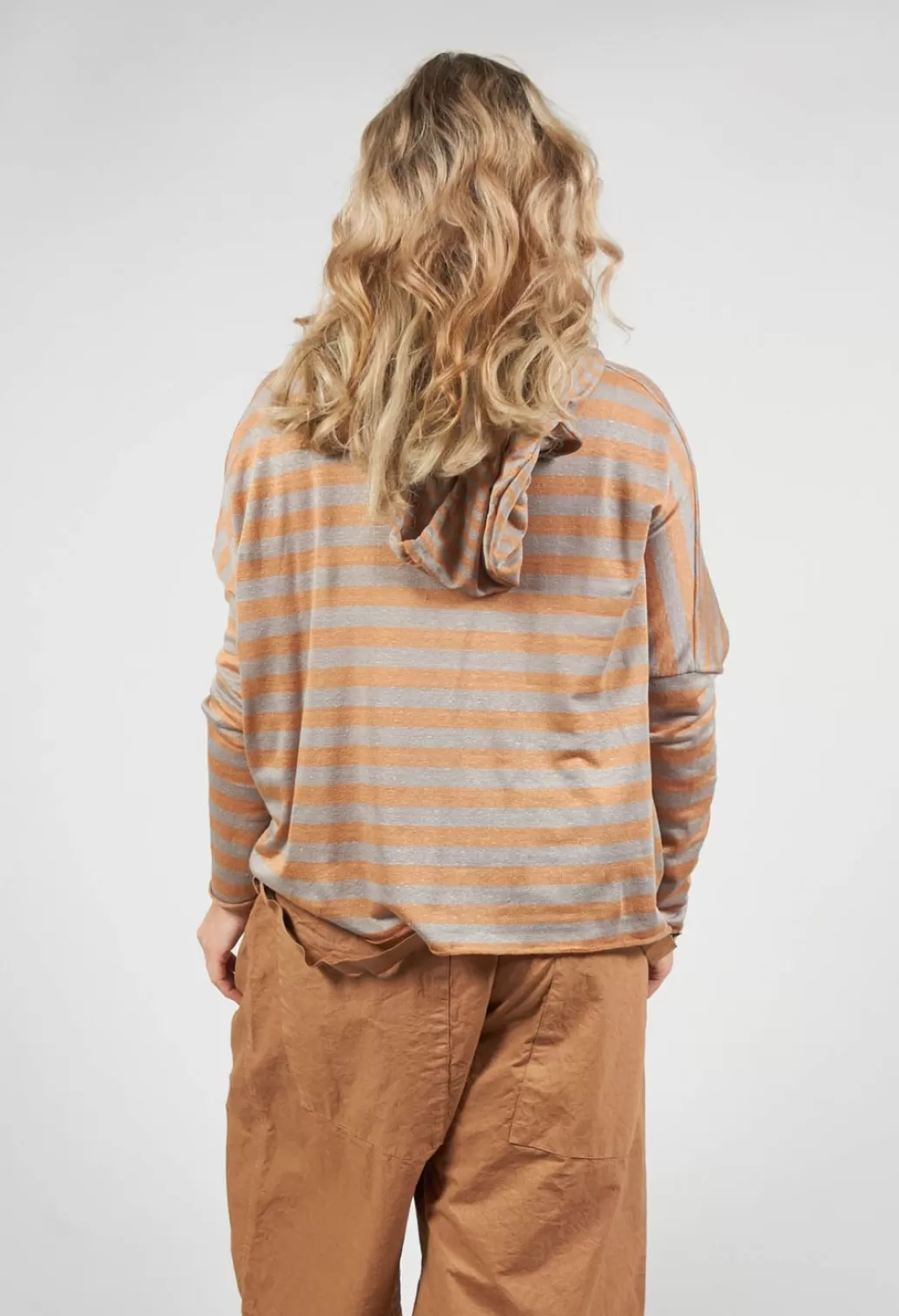 Cardigans^Album Di Famiglia Striped Hooded Cardigan In Pottery