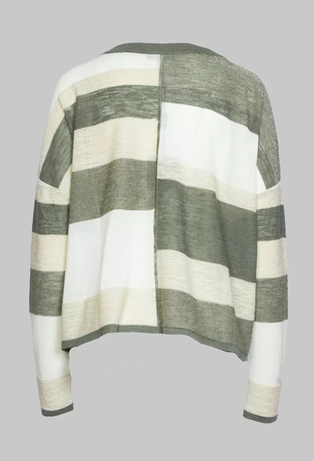 Jumpers^Sarah Pacini Striped Sweater With Metalic Detail In Green