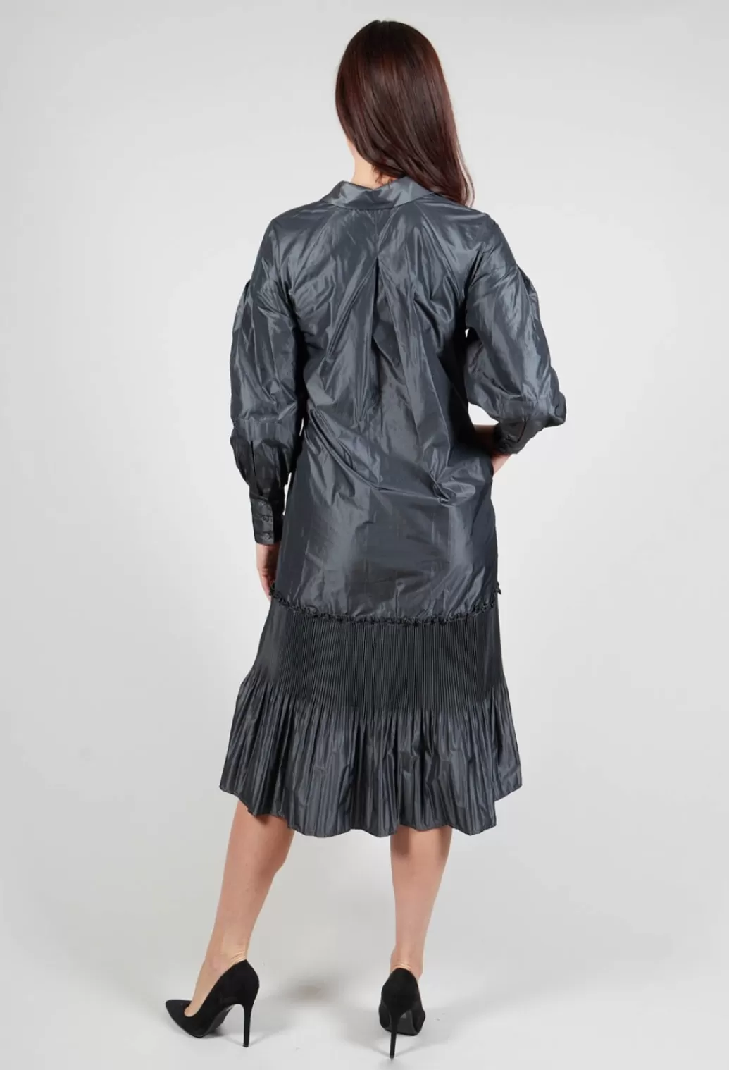 Dresses^Beatrice B Taffeta Button Through Dress In Anthracite