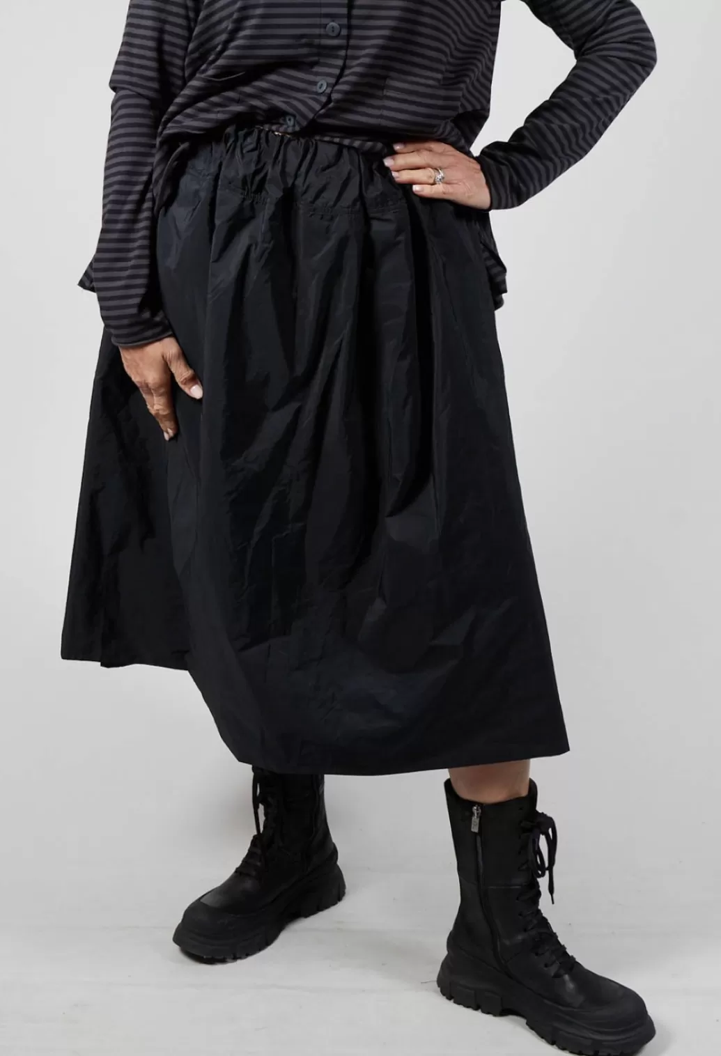 Skirts^Pluslavie Taffeta Skirt With Elasticated Waist In Black