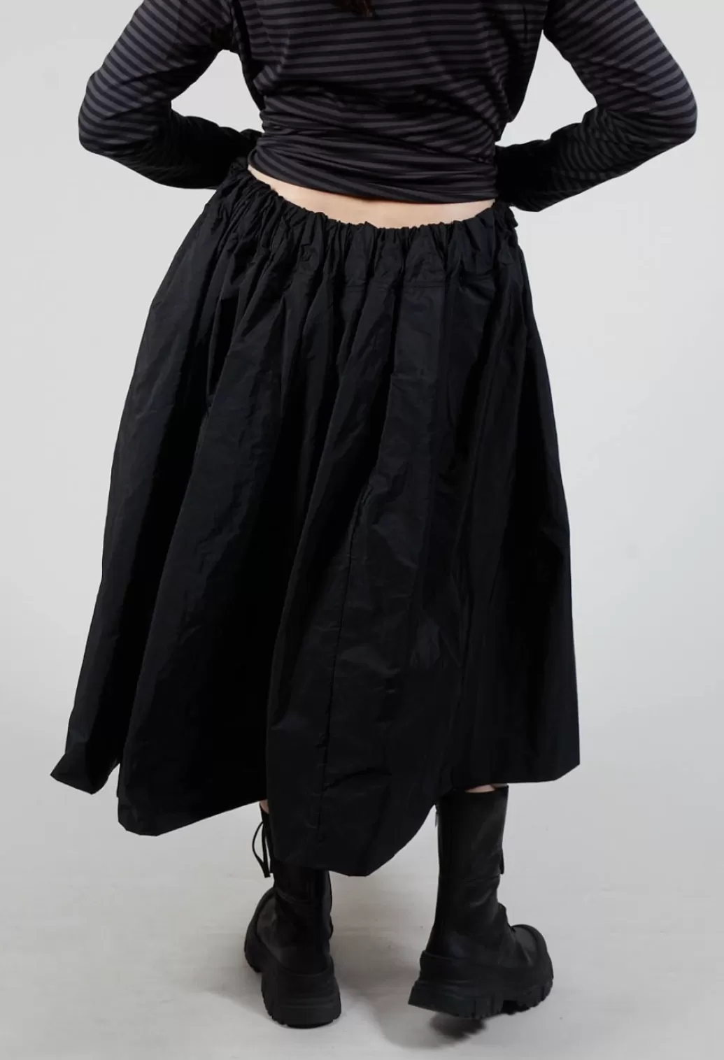 Skirts^Pluslavie Taffeta Skirt With Elasticated Waist In Black