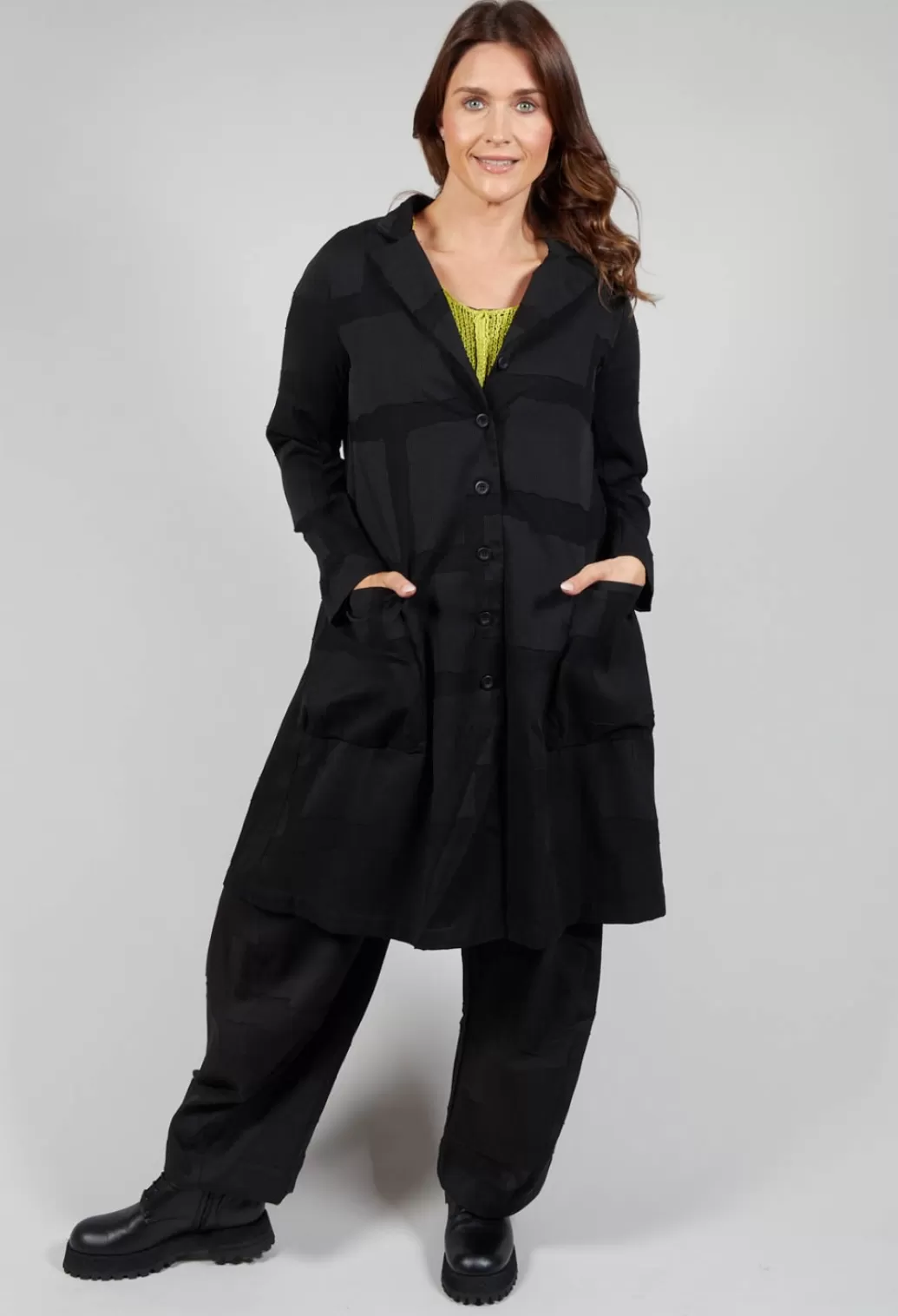 Jackets^Elli Textured Button Up Coat In Black