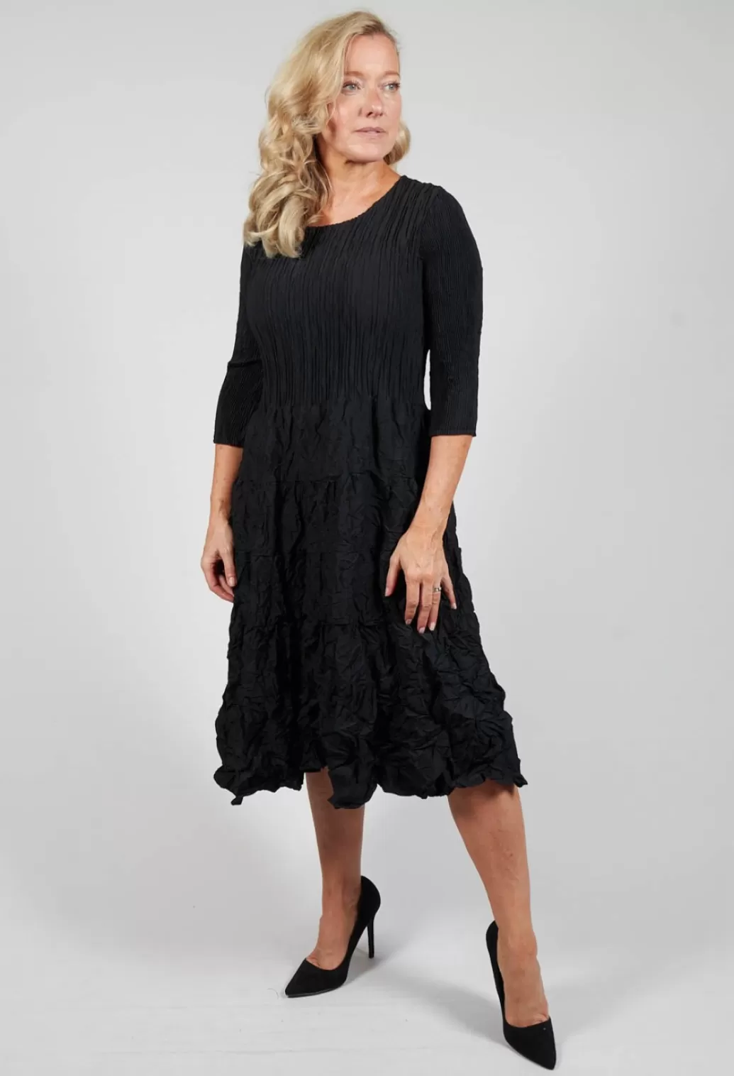 Dresses^Alquema Three Quarter Sleeve Frill Dress In Black