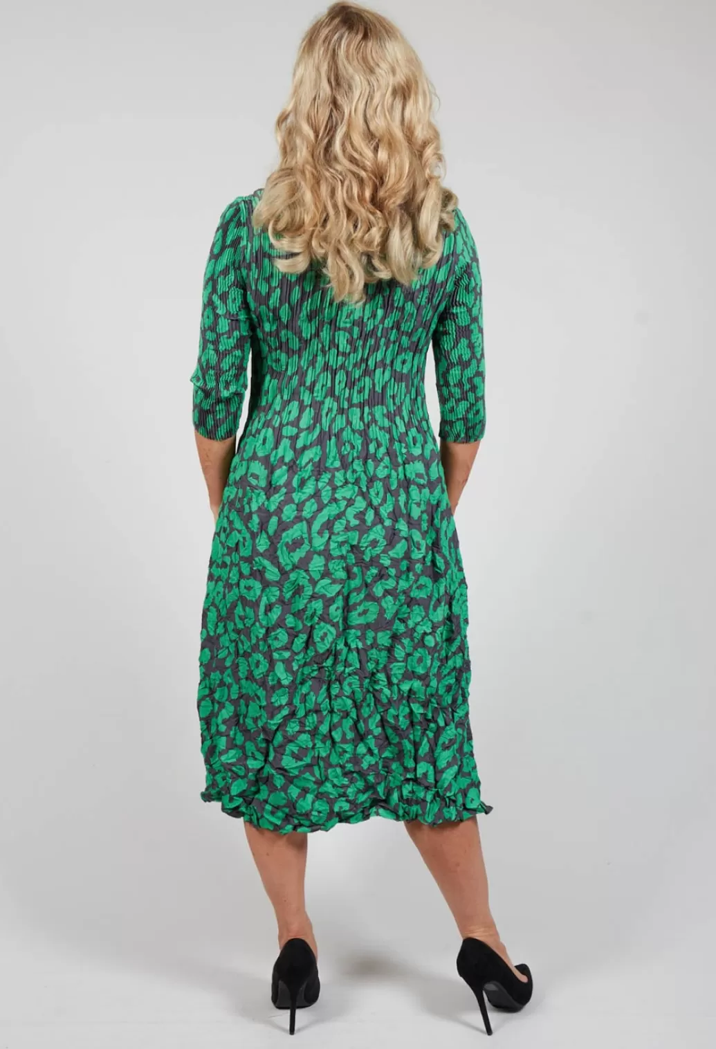 Dresses^Alquema Three Quarter Sleeve Smash Dress In Emerald Leopard