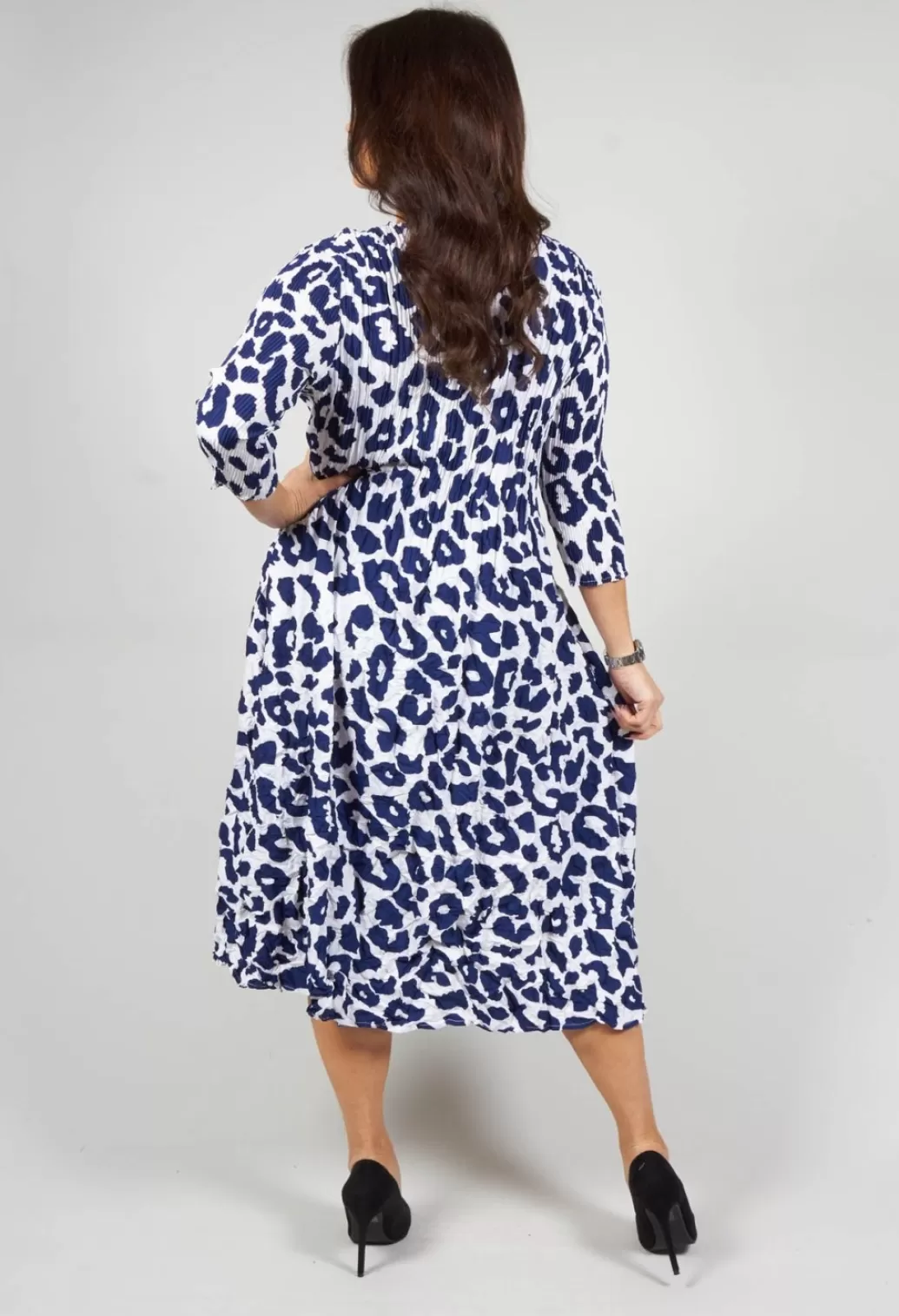 Dresses^Alquema Three Quarter Sleeve Smash Dress In Indigo Leopard