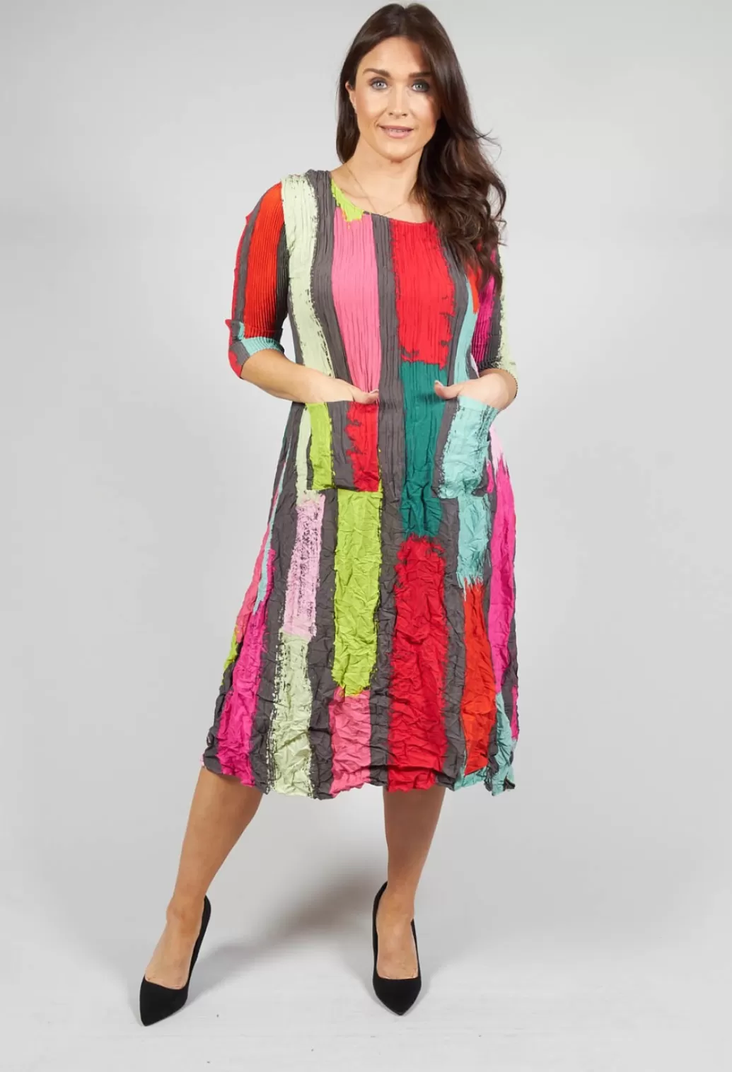 Dresses^Alquema Three Quarter Sleeve Smash Dress In Paint Brush