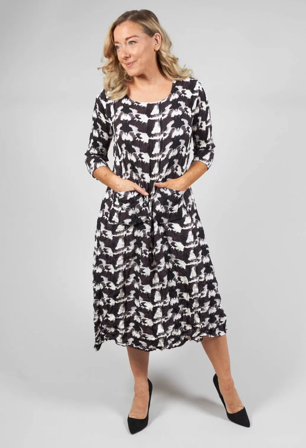 Dresses^Alquema Three Quarter Sleeve Smash Pocket Dress In Black White