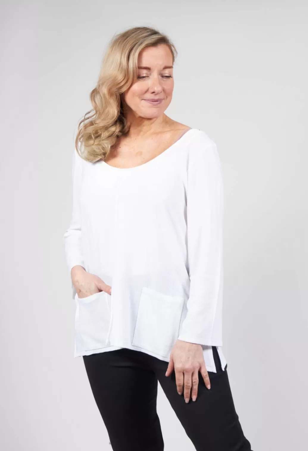 Jumpers^Philomena Christ Tie Back Long Sleeve Top In White