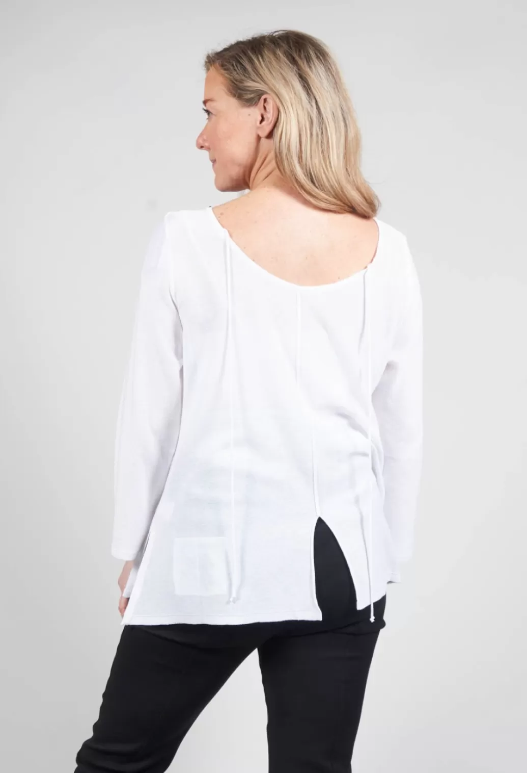 Jumpers^Philomena Christ Tie Back Long Sleeve Top In White