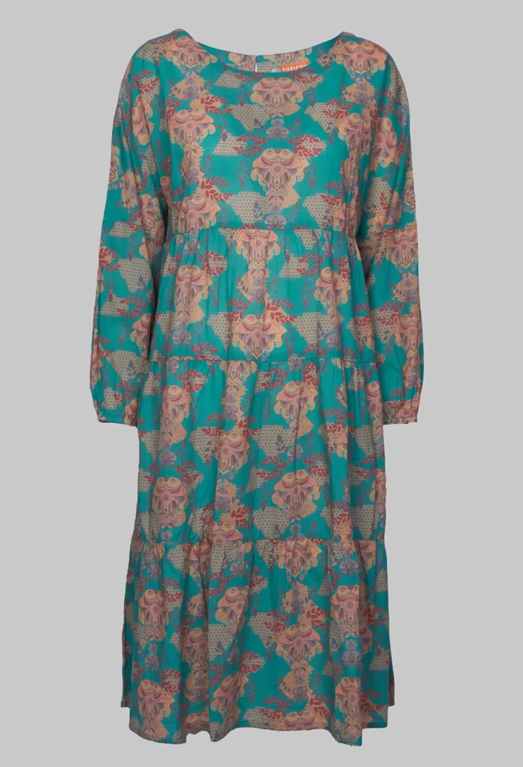 Dresses^Rubicon Tiered Vision Of Love Dress In Turquoise With All Over Print