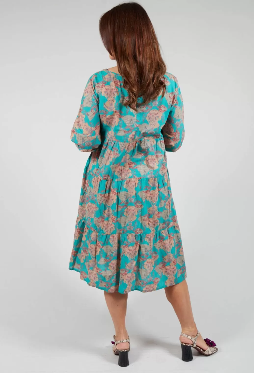 Dresses^Rubicon Tiered Vision Of Love Dress In Turquoise With All Over Print