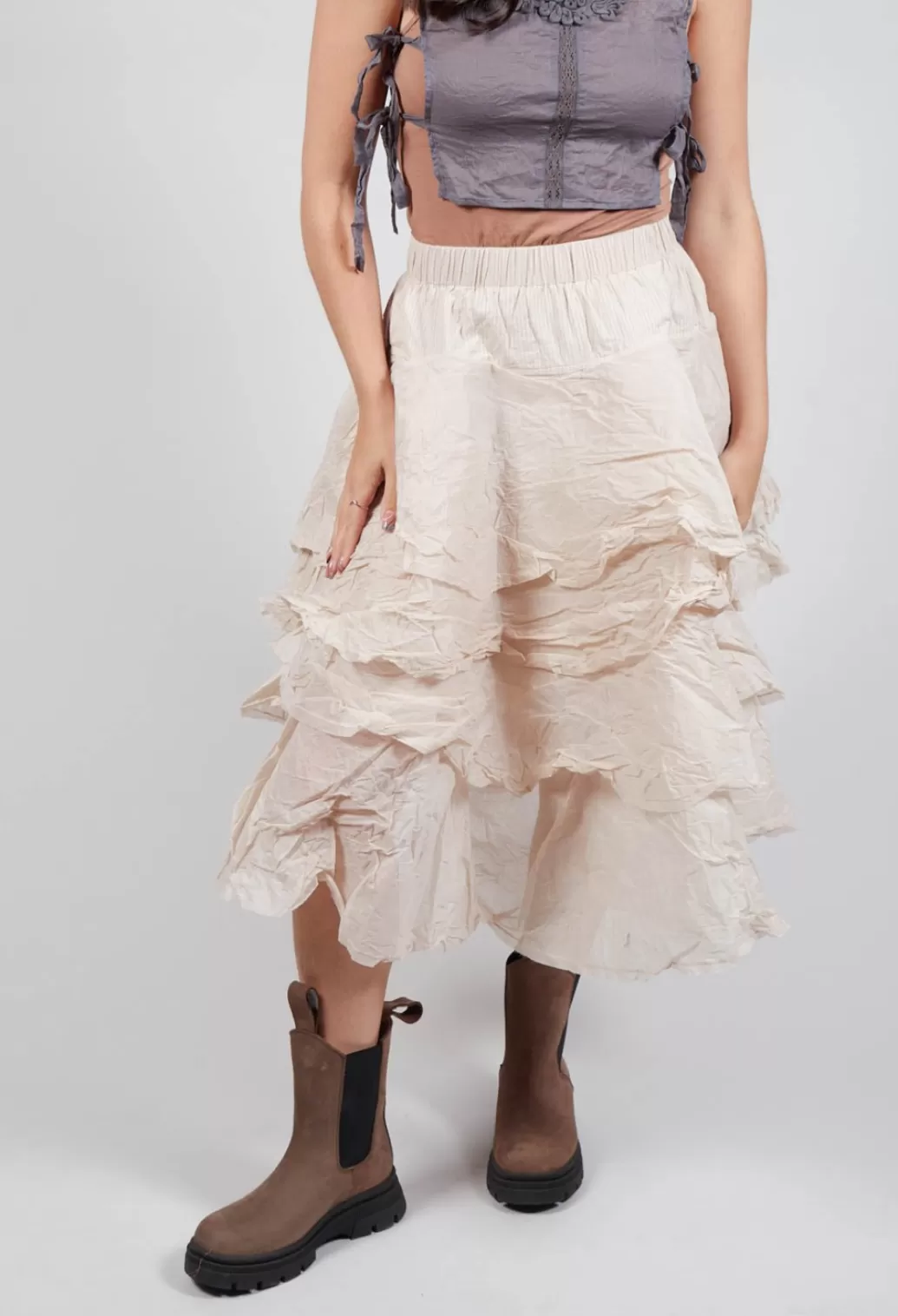 Skirts^Ewa I Walla Tine Hard Voile Skirt In Pearl