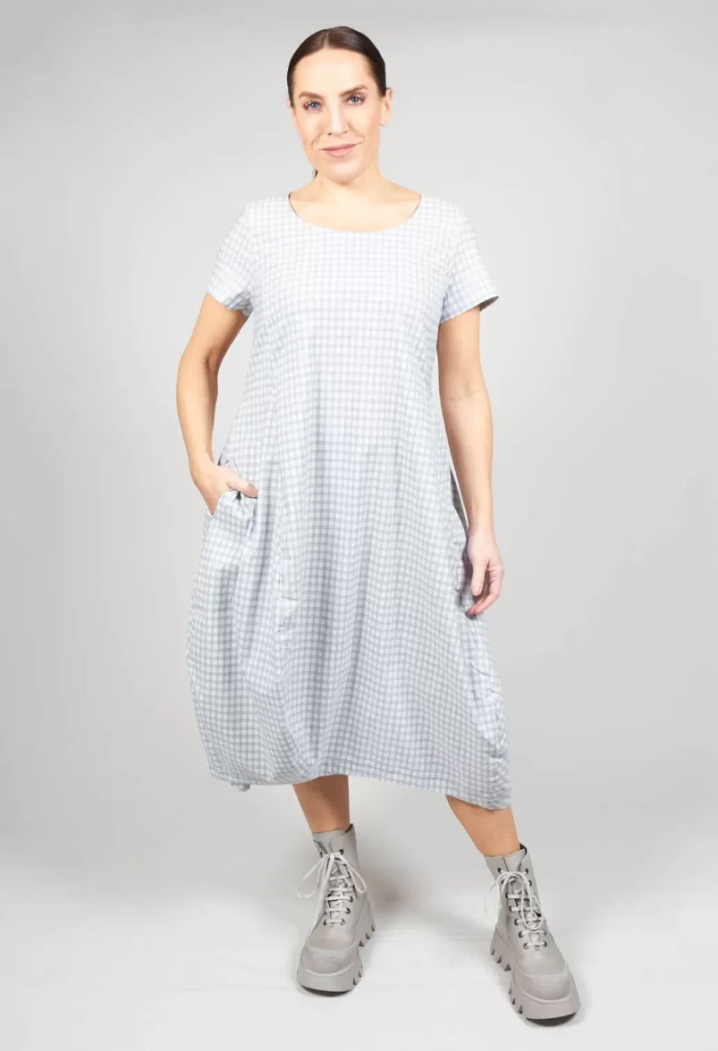 Dresses^Rundholz Black Label T-Shirt Dress With Tulip Hem In Water Check