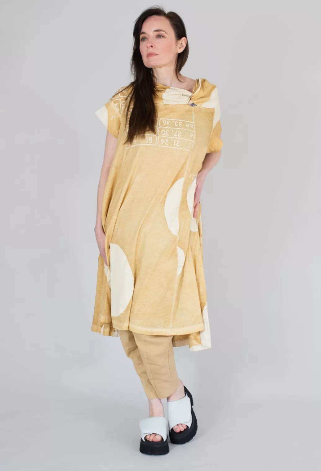 Dresses^Rundholz Black Label T-Shirt Dress With Twist Detail Neckline In Corn Dot